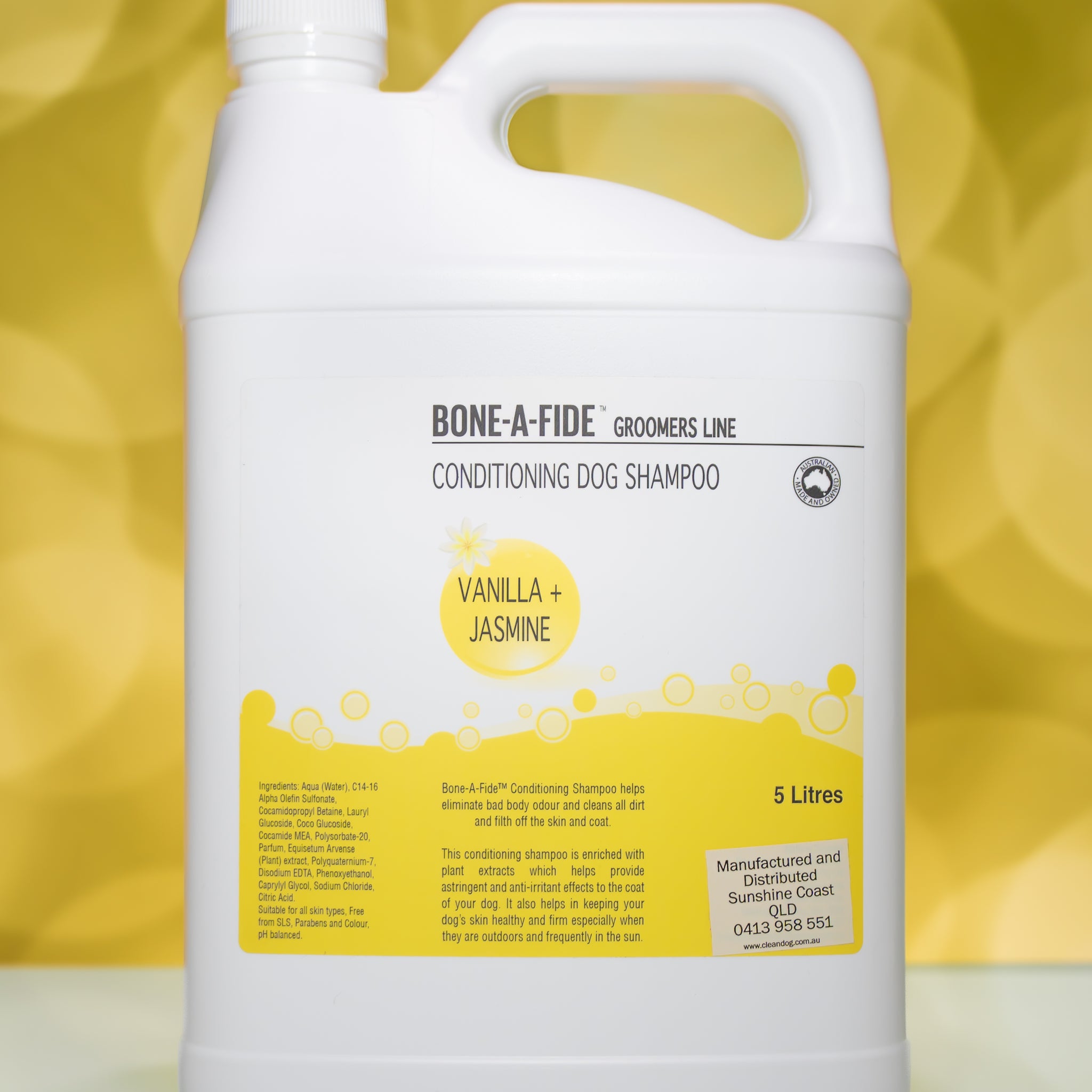 Vanilla + Jasmine - 2 in 1 Dog Shampoo + Conditioning - 5 Litre